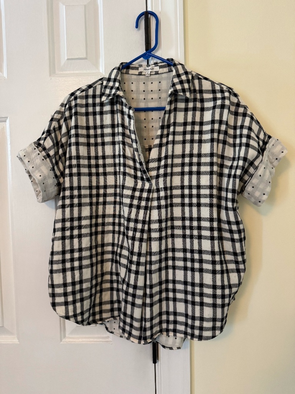 Madewell Courier Button-Back Shirt Double Faced Plaid Size Small Short Sleeve